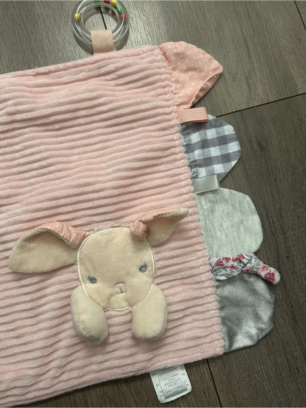 Modern Baby Pink Bunny Security Blanket Lovey Teether